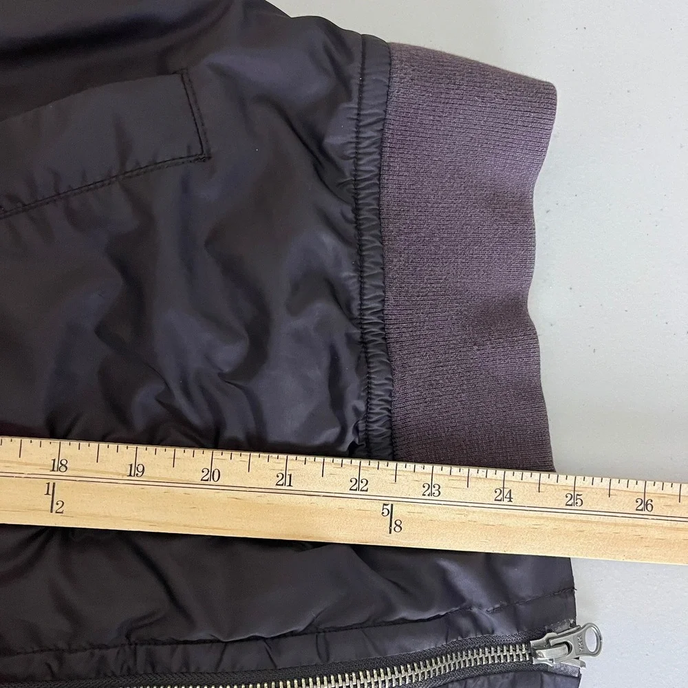 John Varvatos Mens Bomber Jacket Dark Plum Purple Nylon Mock Neck Size S